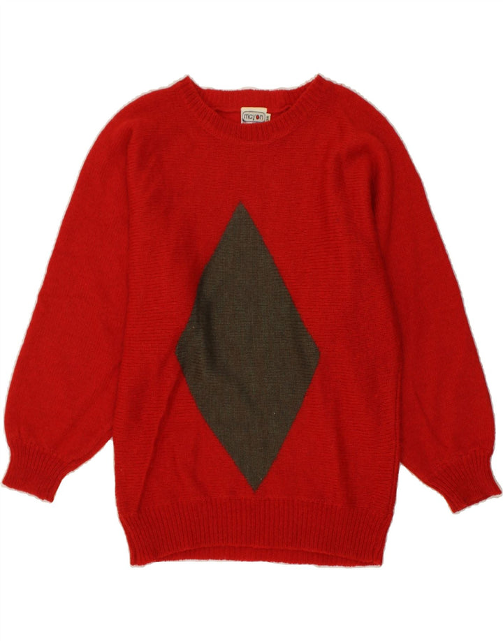 VINTAGE Womens Oversized Crew Neck Jumper Sweater EU 36 Small Red Vintage Vintage and Second-Hand Vintage from Messina Hembry 