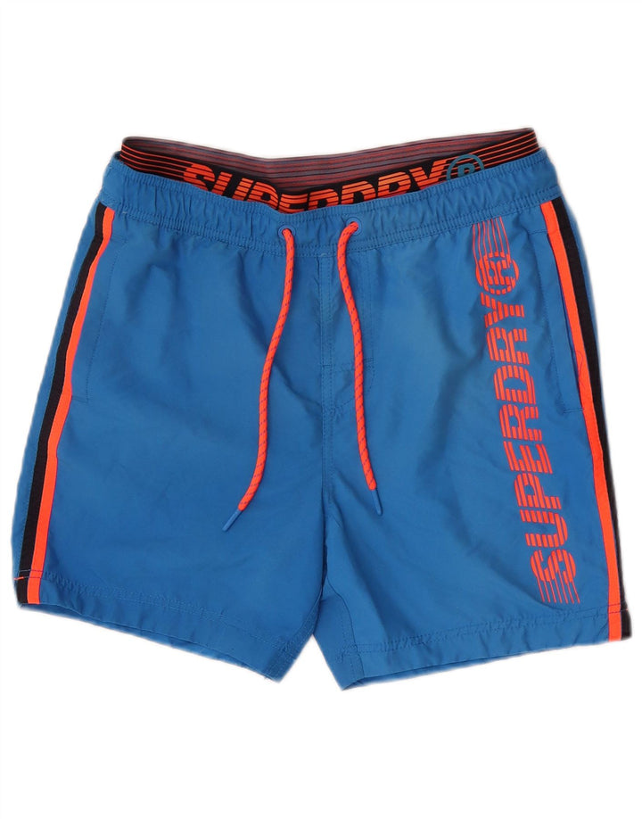Superdry muške kratke hlače za kupanje s grafičkim motivima srednje plavi poliester