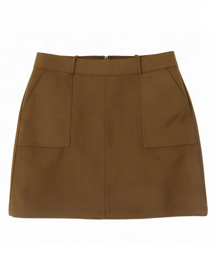 Oasis ženska mini suknja UK 12 srednje W30 kaki poliester