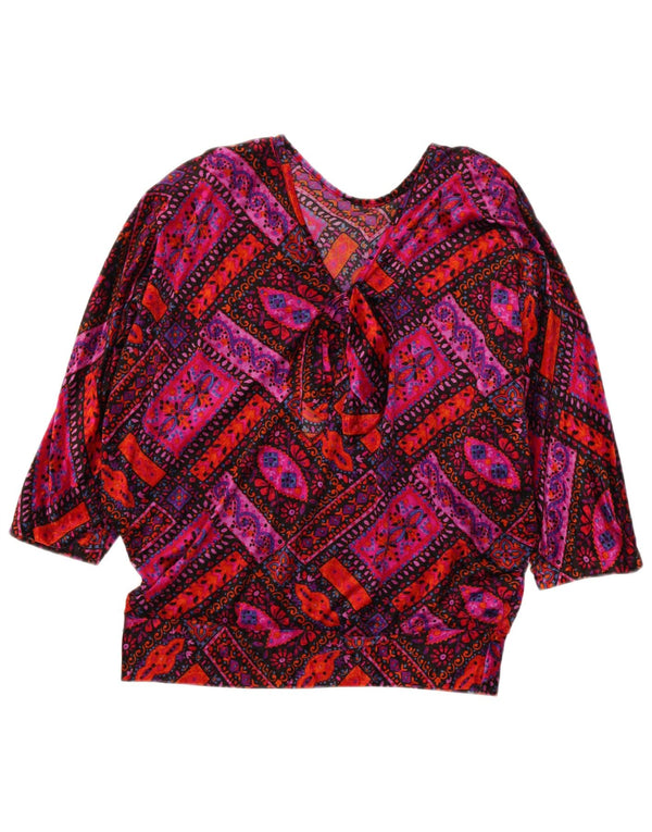 Vintage Womens 3/4 Sleeve Blouse Top UK 14 Medium Multicoloured Retro