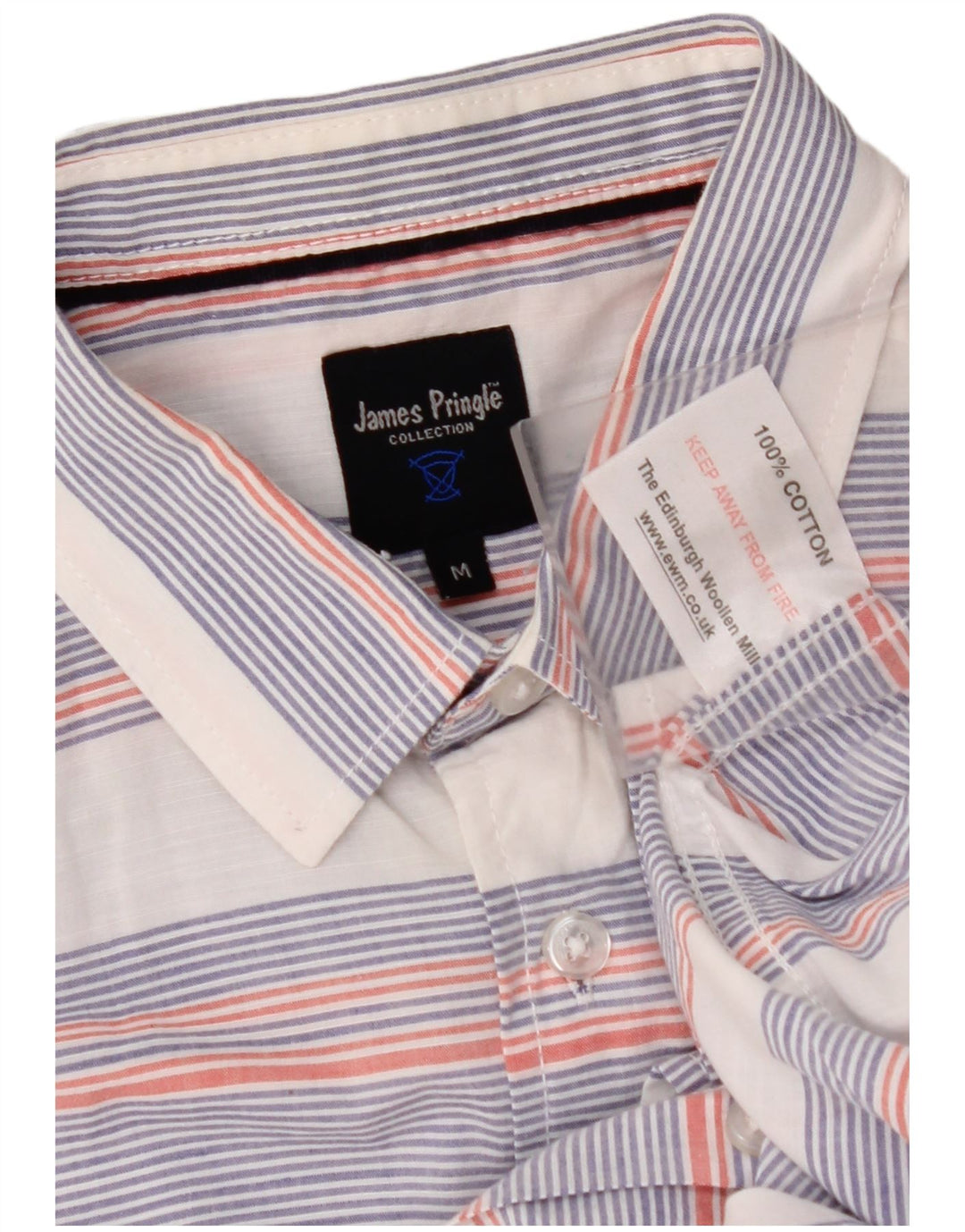 JAMES PRINGLE Muška košulja kratkih rukava, pamuk srednje bijele pruge