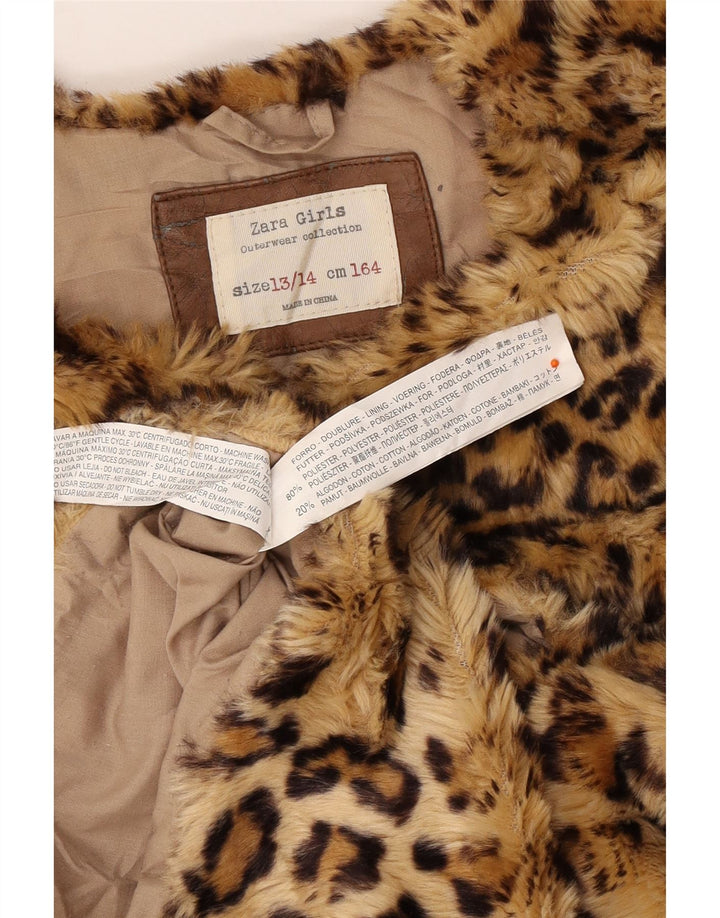ZARA Gileta od umjetnog krzna za djevojčice 13-14 godina, poliester smeđeg životinjskog uzorka
