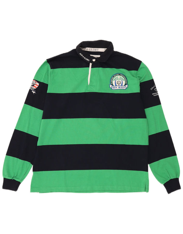 Mud & Glory muška ragbi polo majica dugih rukava XL na zelene pruge