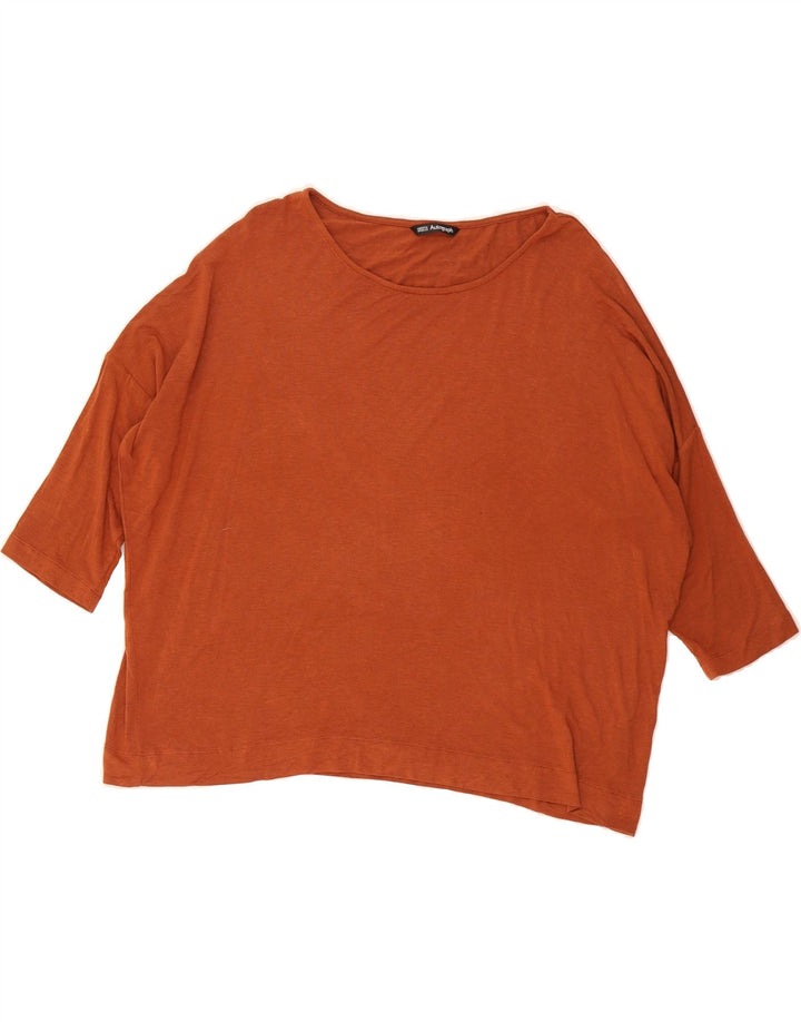MARKS & SPENCER Womens Oversized Top 3/4 Sleeve UK 16 Large  Brown Vintage Marks & Spencer and Second-Hand Marks & Spencer from Messina Hembry 