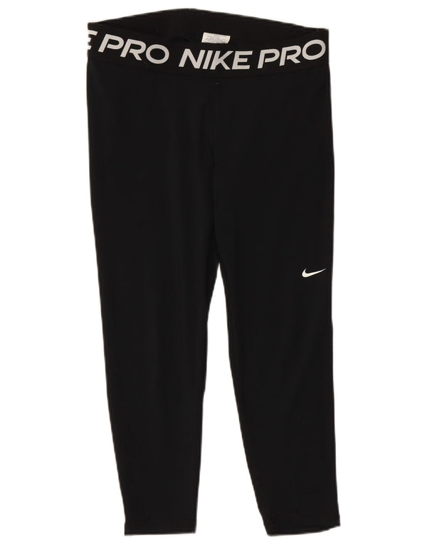 NIKE Ženske Dri Fit Graphic Leggings UK 14 Veliki crni poliester
