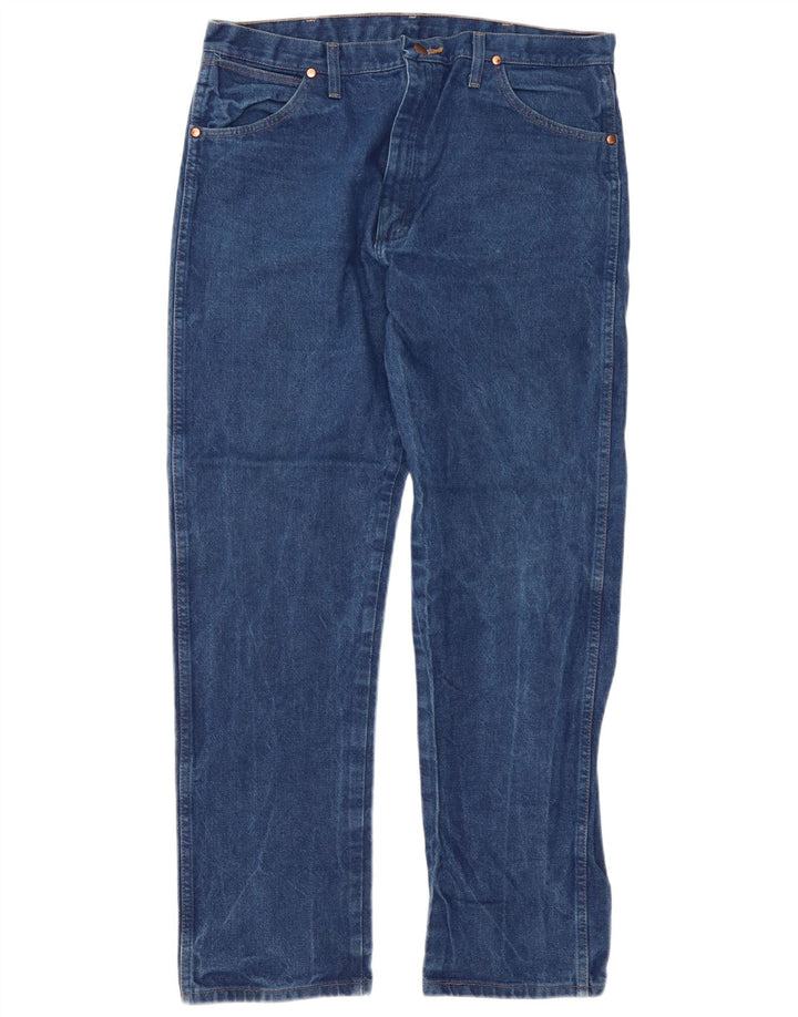 Wrangler muške ravne traperice W37 L32 plavi pamuk