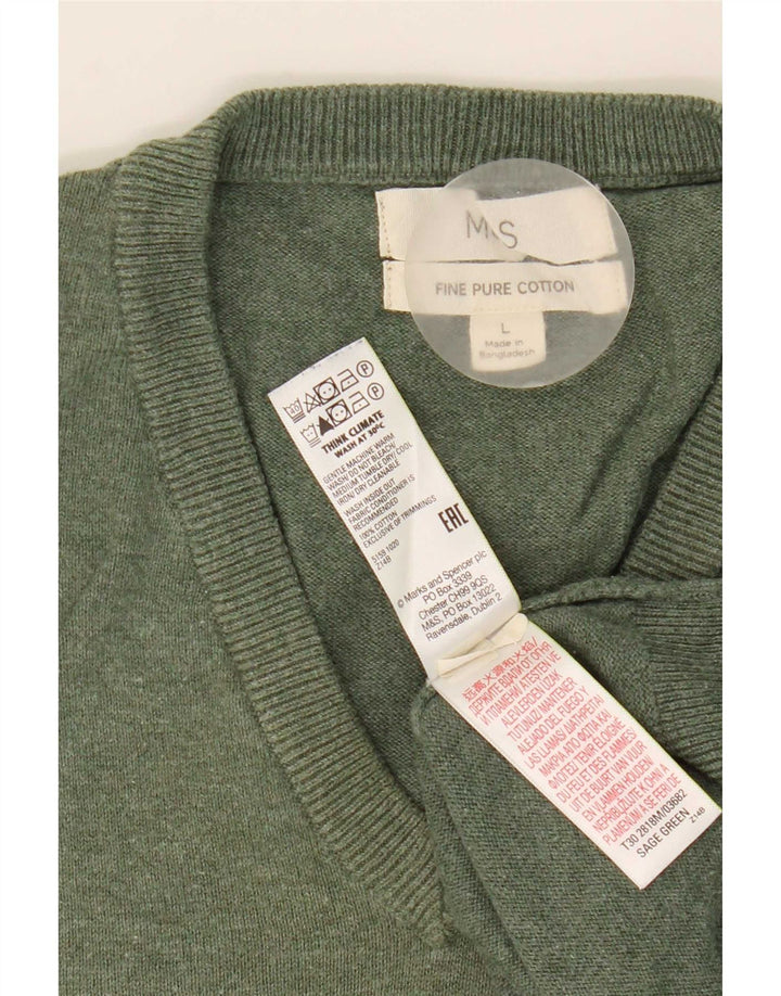Marks & Spencer muški pulover s V-izrezom, veliki zeleni pamuk