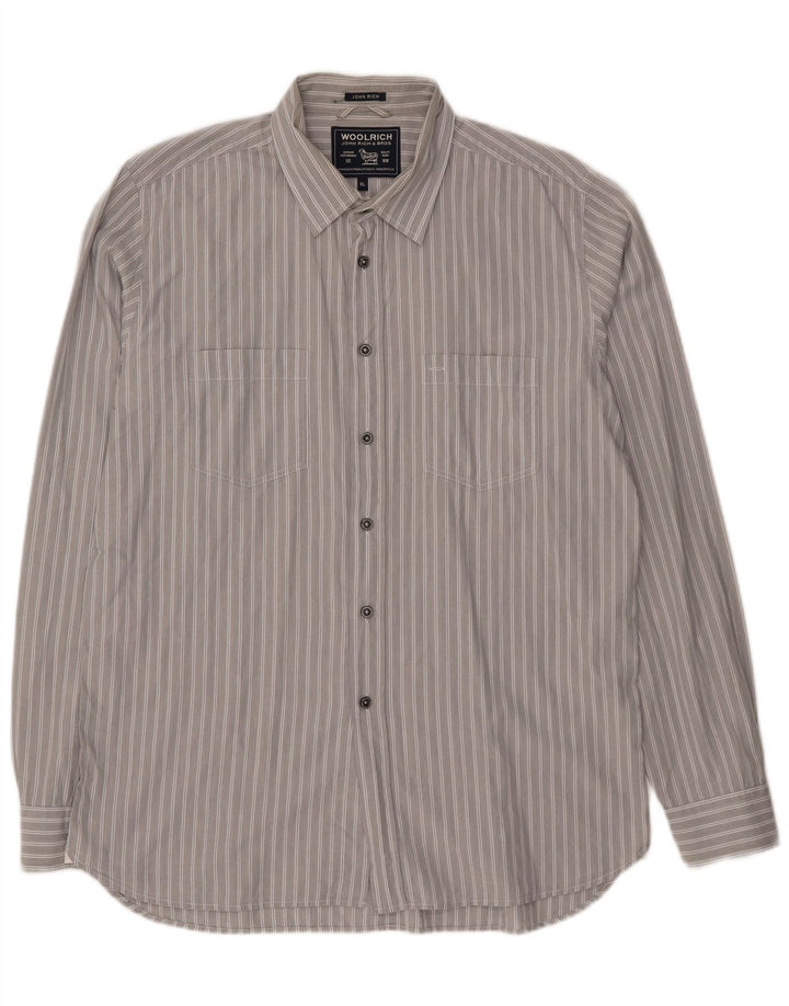 WOOLRICH Mens Shirt XL Grey Striped Cotton