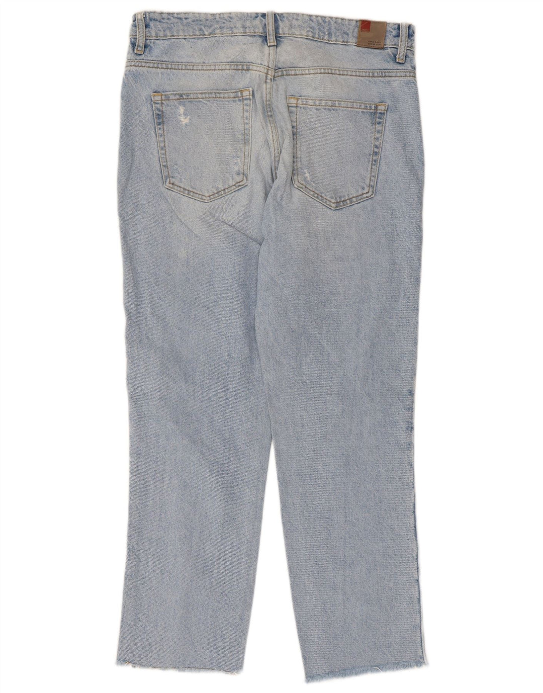 ZARA Womens Distressed Straight Jeans EU 40 Medium W30 L27 Blue Cotton