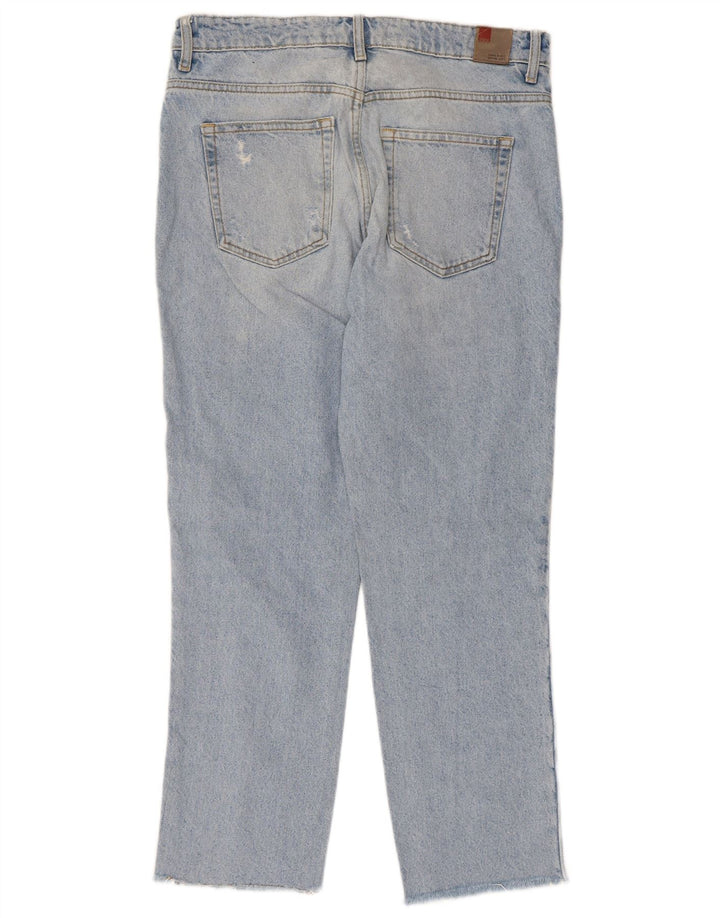 ZARA Womens Distressed Straight Jeans EU 40 Medium W30 L27 Blue Cotton