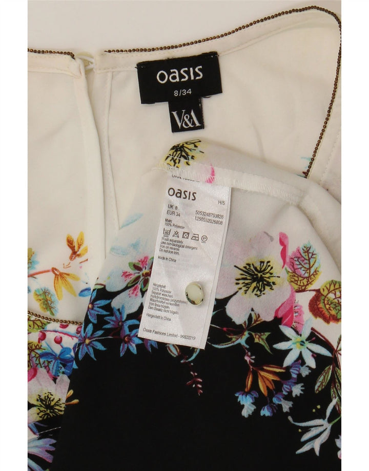 Oasis ženski gornji dio bluze bez rukava UK 8 Mali bijeli cvjetni poliester