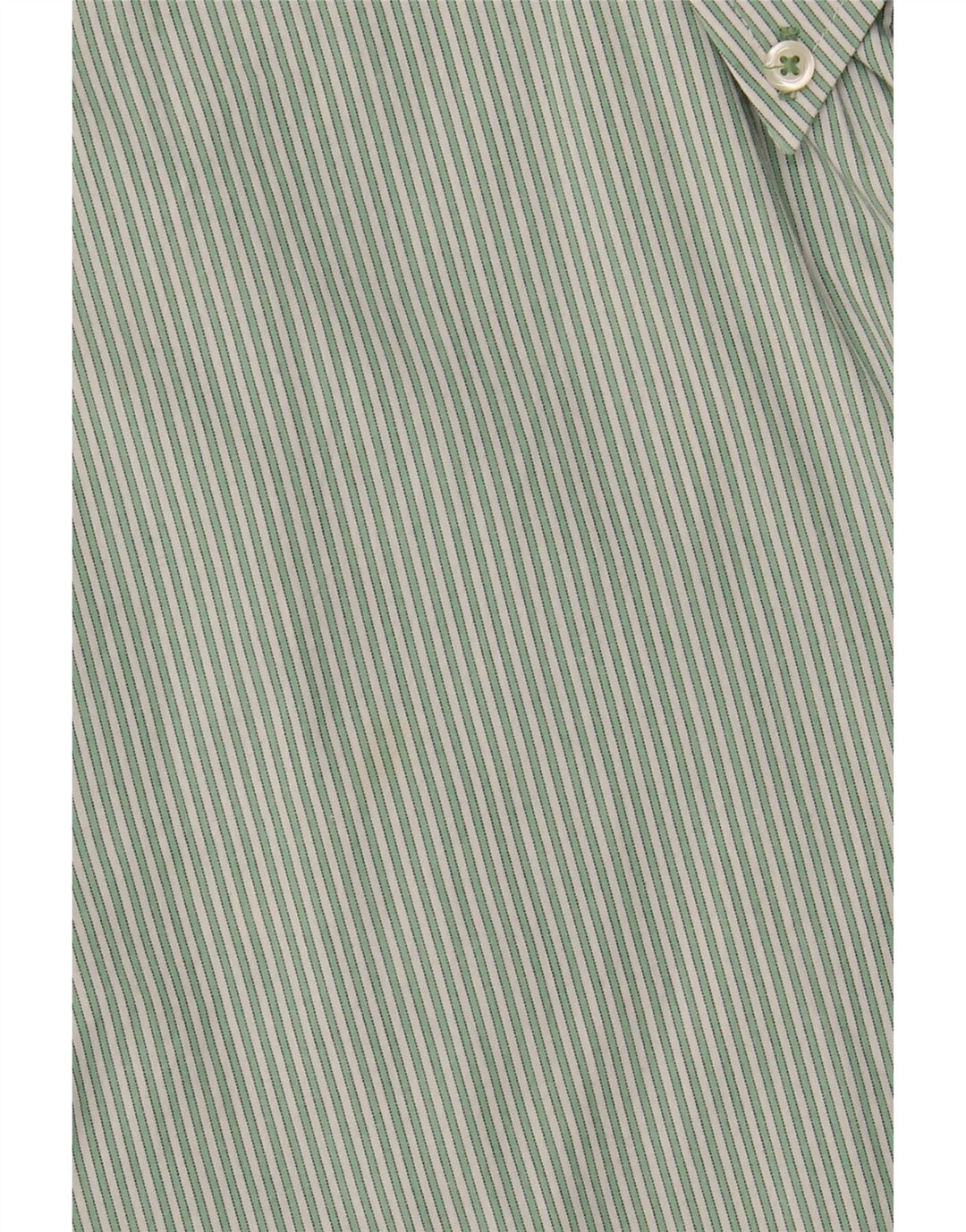 IZOD Mens Shirt Medium Green Pinstripe Cotton Vintage Izod and Second-Hand Izod from Messina Hembry 