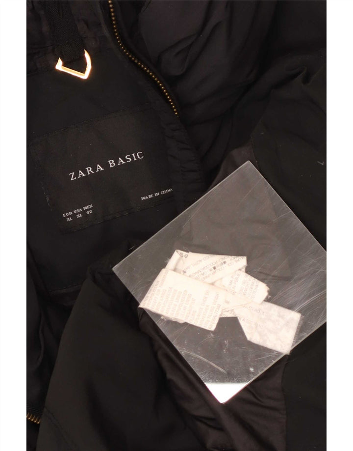 Zara ženska podstavljena jakna UK 18 XL crni poliester