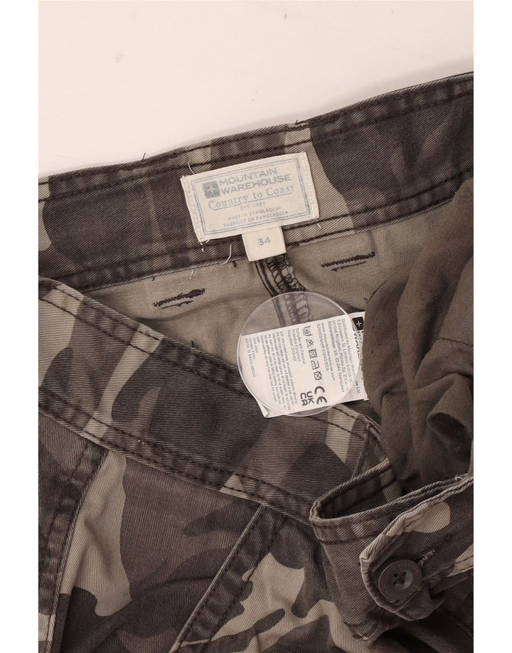 Mountain Warehouse Muške Cargo kratke hlače W34 Veliki sivi maskirni pamuk