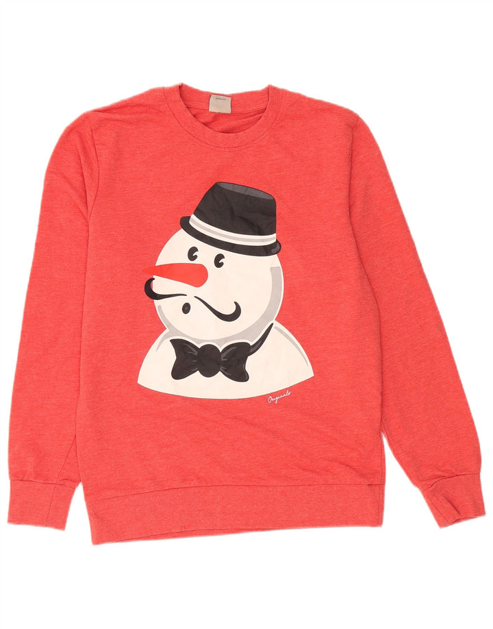 Jack & Jones muški džemper srednje crvene poliesterske zime s grafičkim motivima