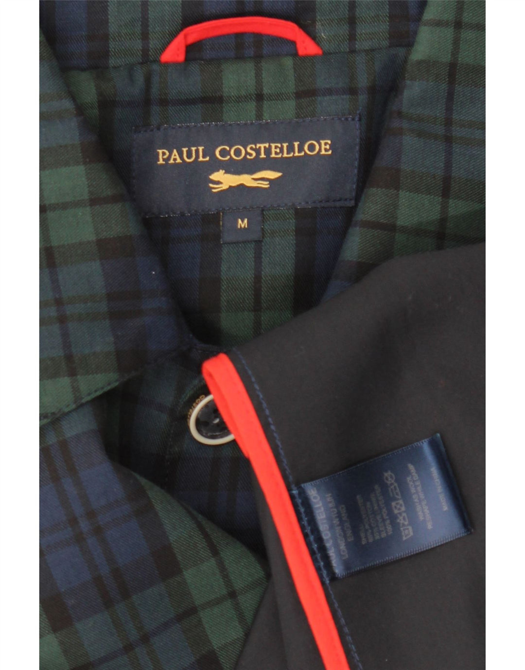 PAUL COSTELLOE Muški gornji kaput UK 38 Medium tamnoplavi karirani poliester
