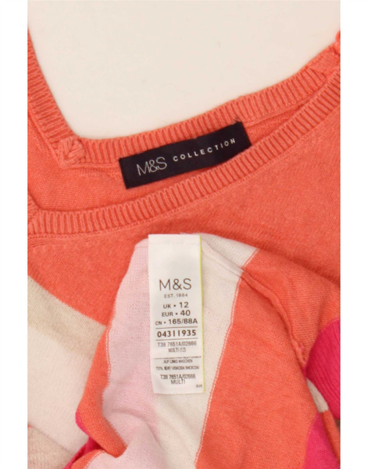 Marks & Spencer ženski džemper s V-izrezom UK 12 srednje višebojni