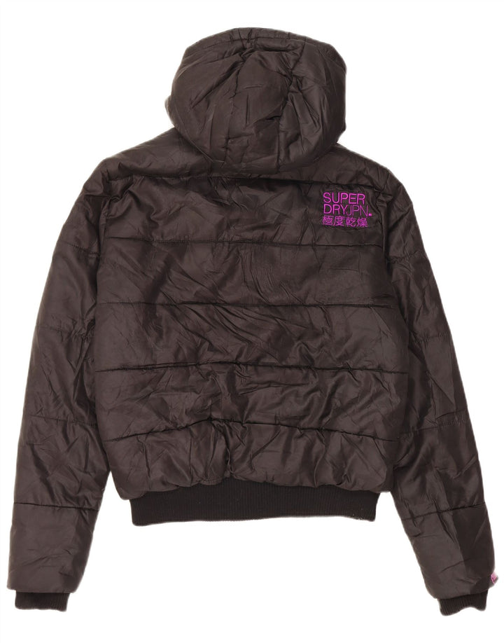 Superdry ženska podstavljena jakna s kapuljačom UK 40 veliki crni poliester