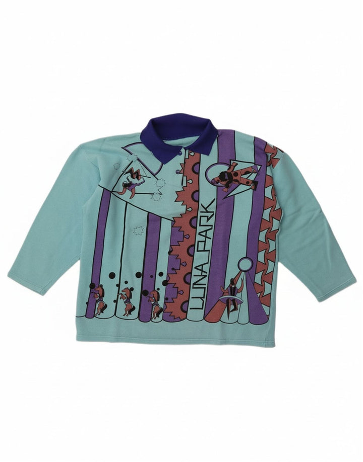 Vintage ženska majica s 3/4 rukavima prekomjerne veličine UK 14 srednje plava