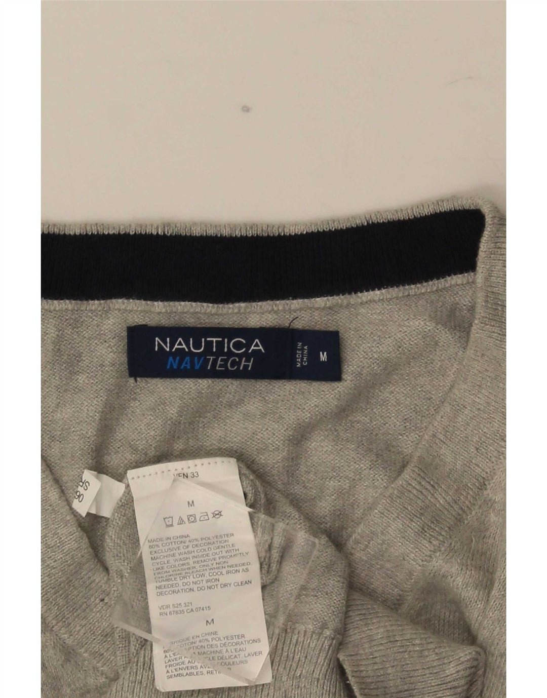 Nautica muški džemper s V-izrezom, srednje sivi pamuk
