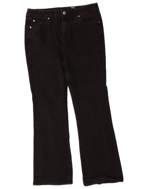 Marks & Spencer Womens Eva Bootcut Jeans UK 14 Large W34 L29 Black Cotton