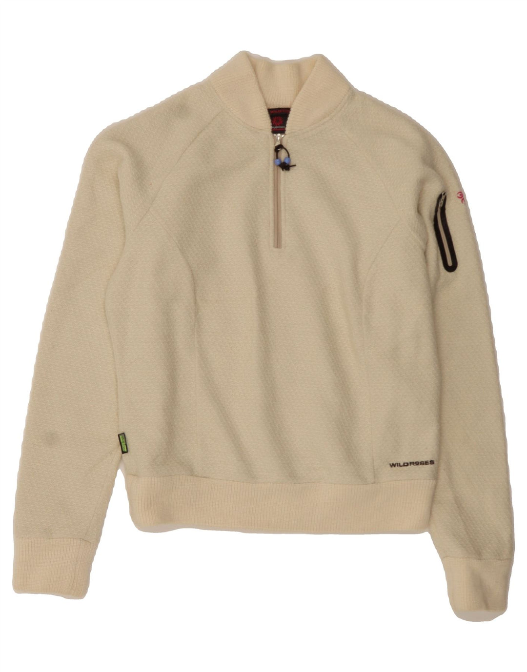 VINTAGE Womens Turtle Neck Jumper Sweater UK 12 Medium Off White Polyester Vintage Vintage and Second-Hand Vintage from Messina Hembry 