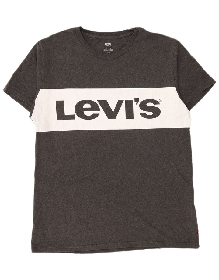 Levi's muška majica kratkih rukava s grafičkim motivima, veliki sivi pamuk u blokovima boja