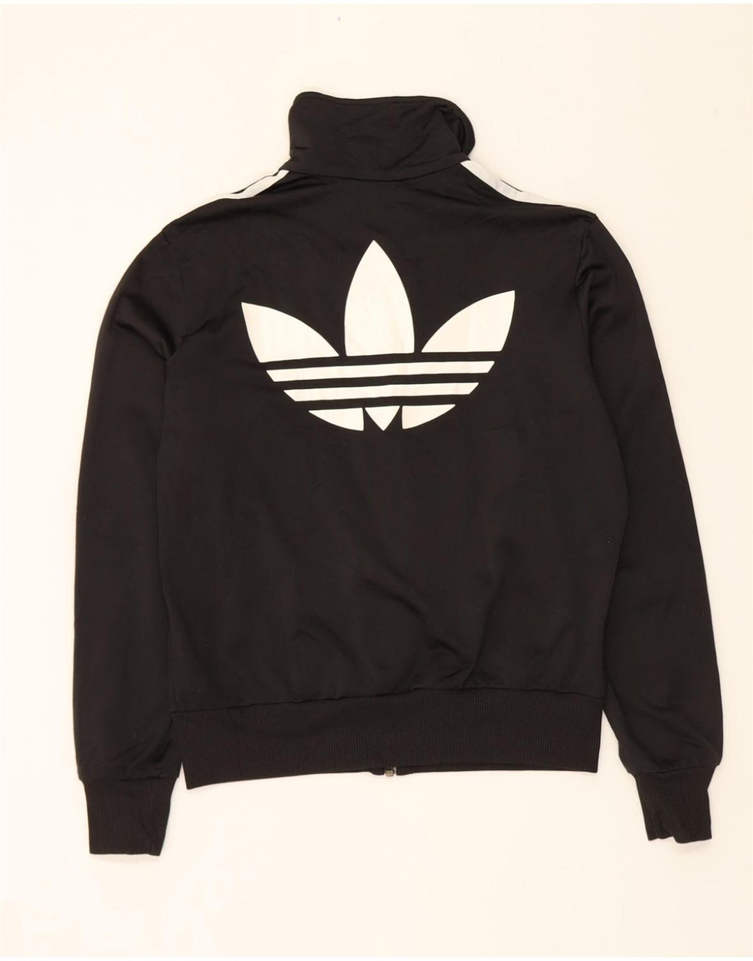 ADIDAS Womens Graphic Tracksuit Top Jacket UK 14 Medium Black Polyester Vintage Adidas and Second-Hand Adidas from Messina Hembry 