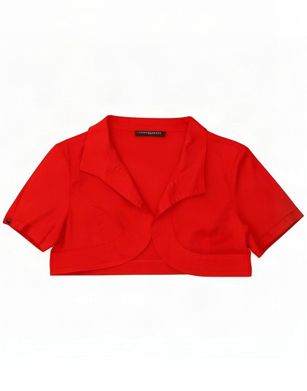 Sandro Ferrone ženska majica s bolero kratkim rukavima UK 18 XL crveni pamuk