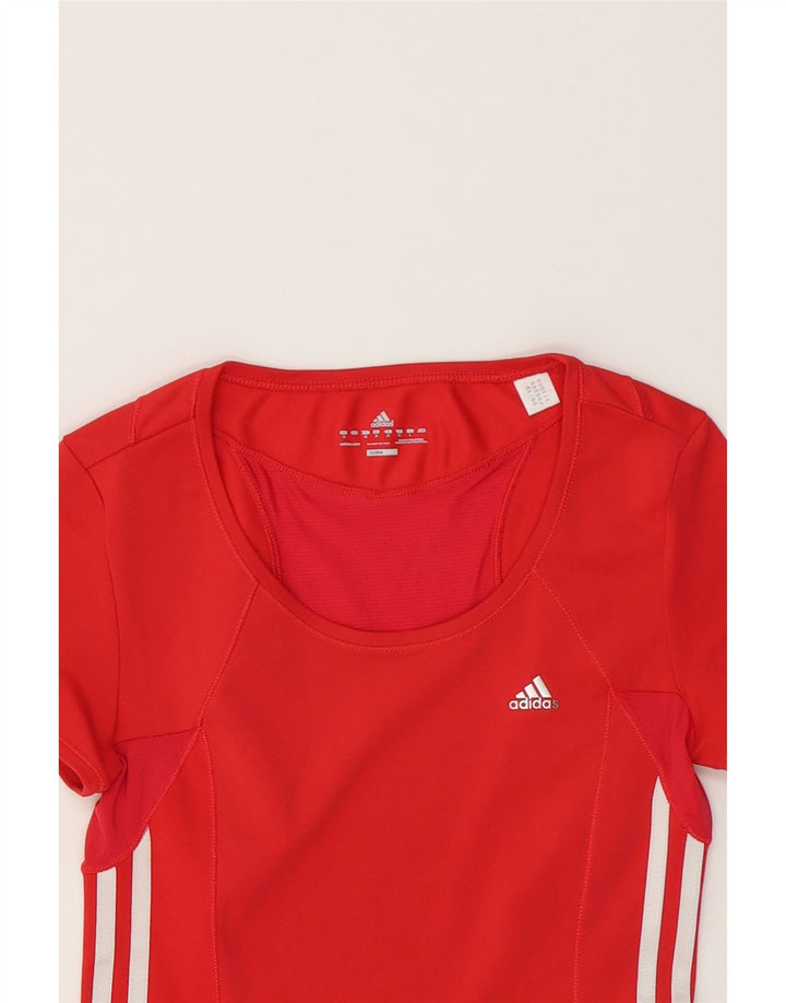ADIDAS Womens Climacool T-Shirt Top UK 12 Medium Red Polyester Vintage Adidas and Second-Hand Adidas from Messina Hembry 