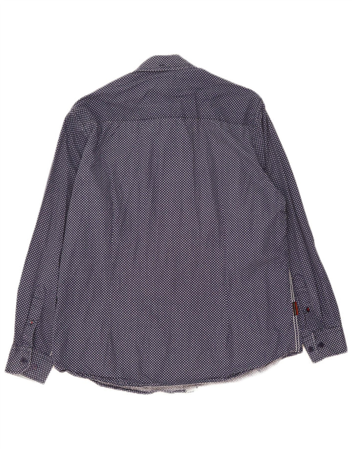JOE BROWNS Mens Shirt Medium Blue Spotted Cotton