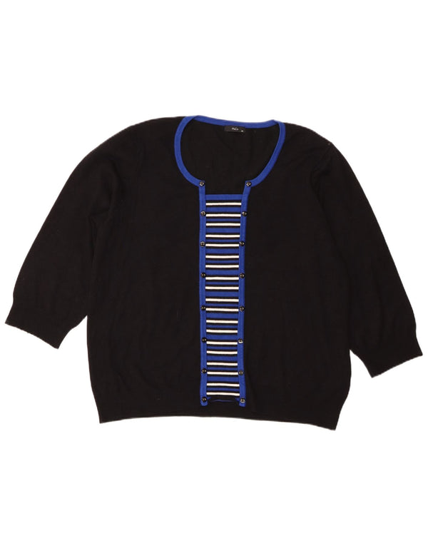 M&Co ženski džemper s 3/4 rukavima s lađastim izrezom UK 20 2XL crni na pruge