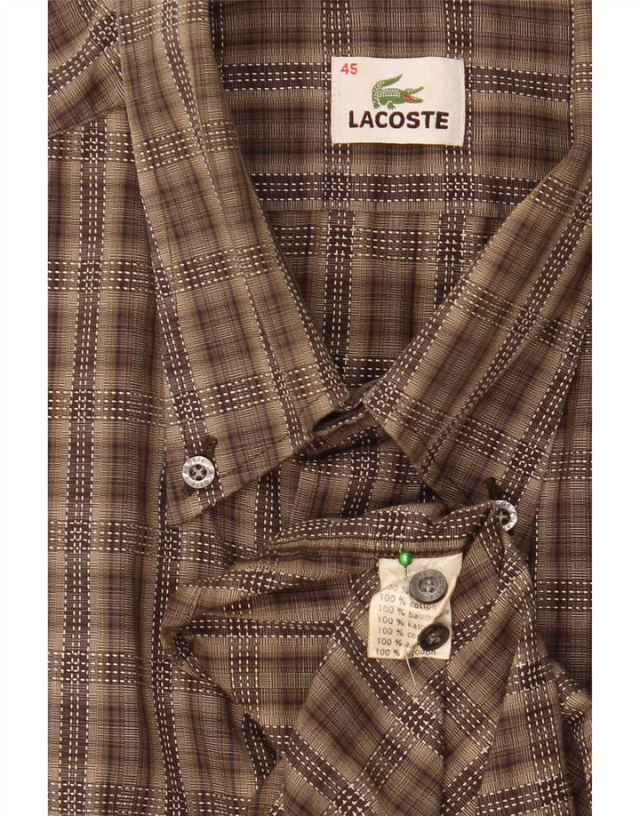 Lacoste muška košulja, veličina 45 XL, smeđi karirani pamuk