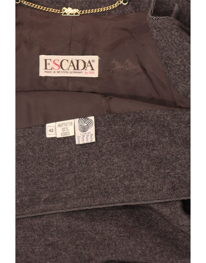 Escada ženska otvorena bolero jakna EU 42 velika siva paisley vuna