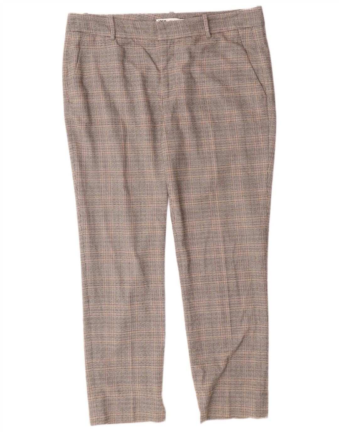 ZARA ženske uske chino hlače EU 42 velike W32 L27 sive karirane