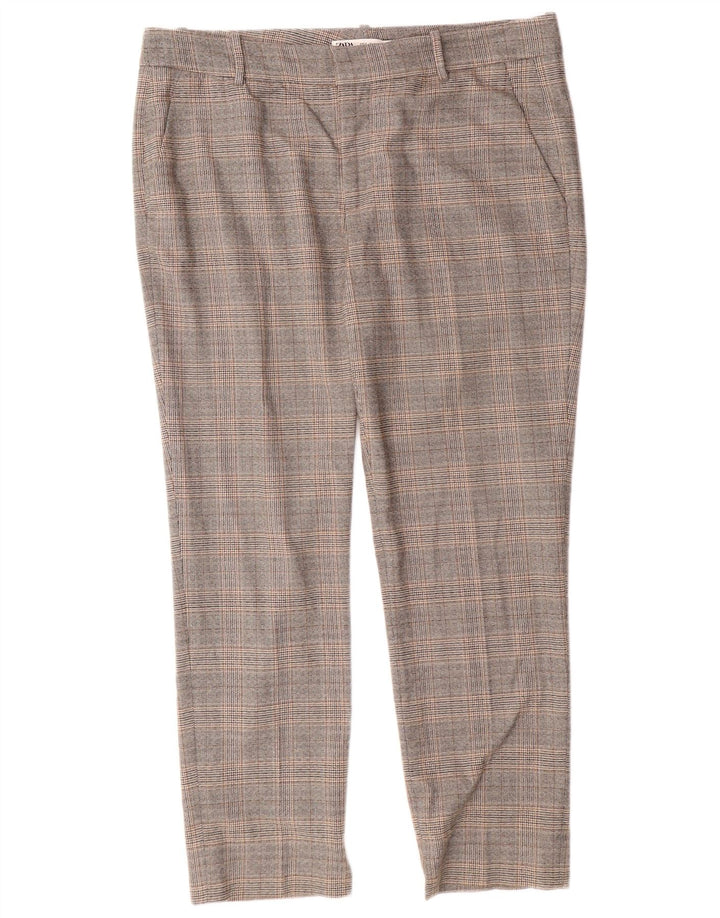 ZARA ženske uske chino hlače EU 42 velike W32 L27 sive karirane