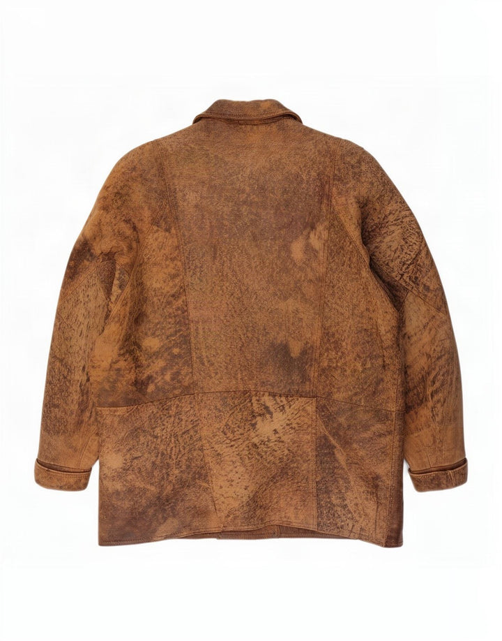 Vintage ženska dvostruka prevelika kožna jakna EU 46 XL smeđa