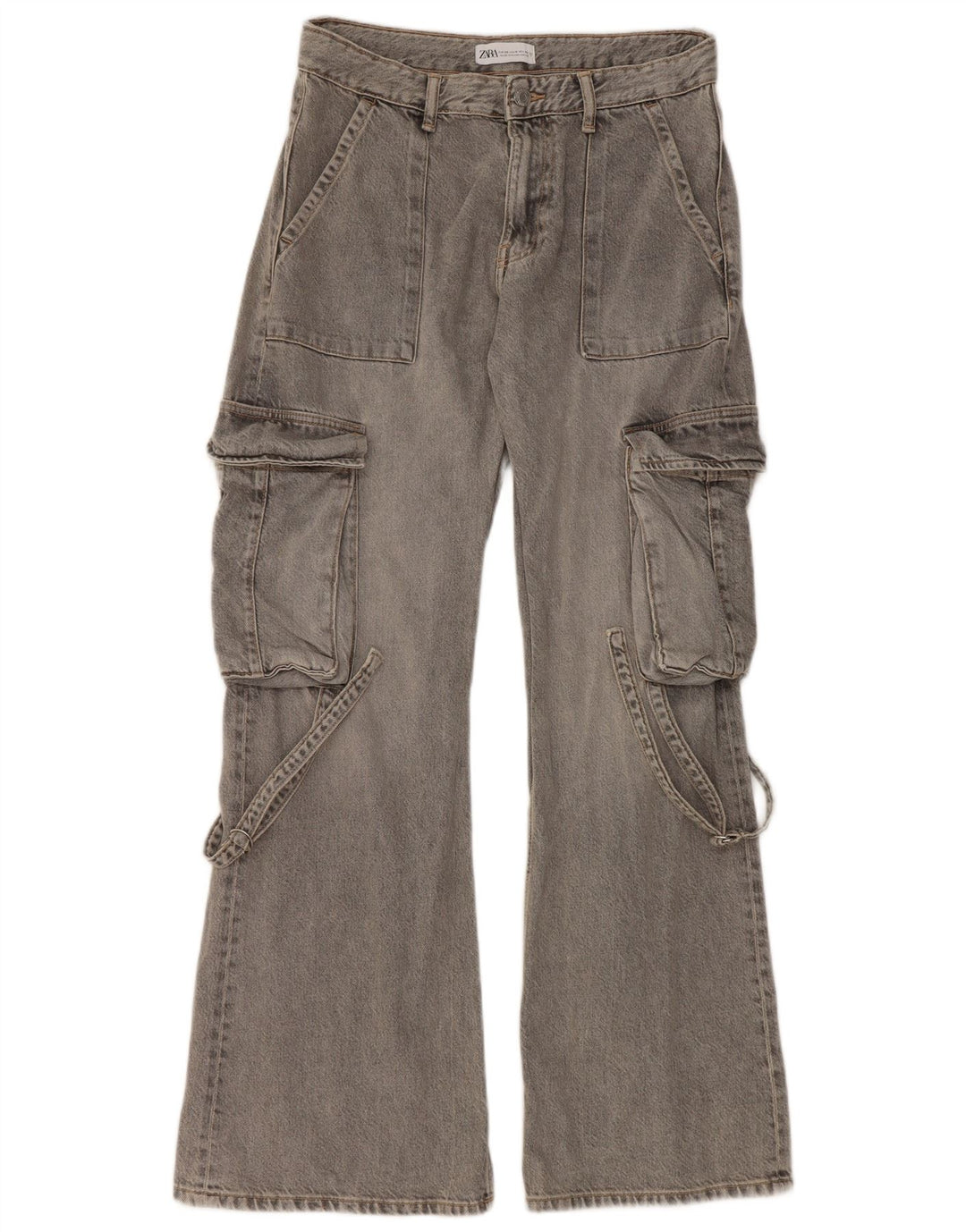 Zara ženske Cargo lepršave traperice EU 38 male W30 L32 sive