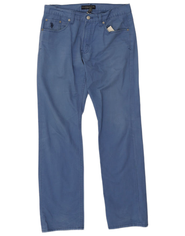 U.S. Polo Assn. Womens Straight Casual Trousers W31 L32 Blue Cotton