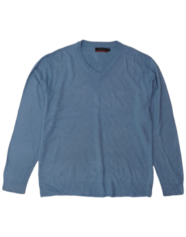 Pierre Cardin muški džemper s V-izrezom XL plavi akril