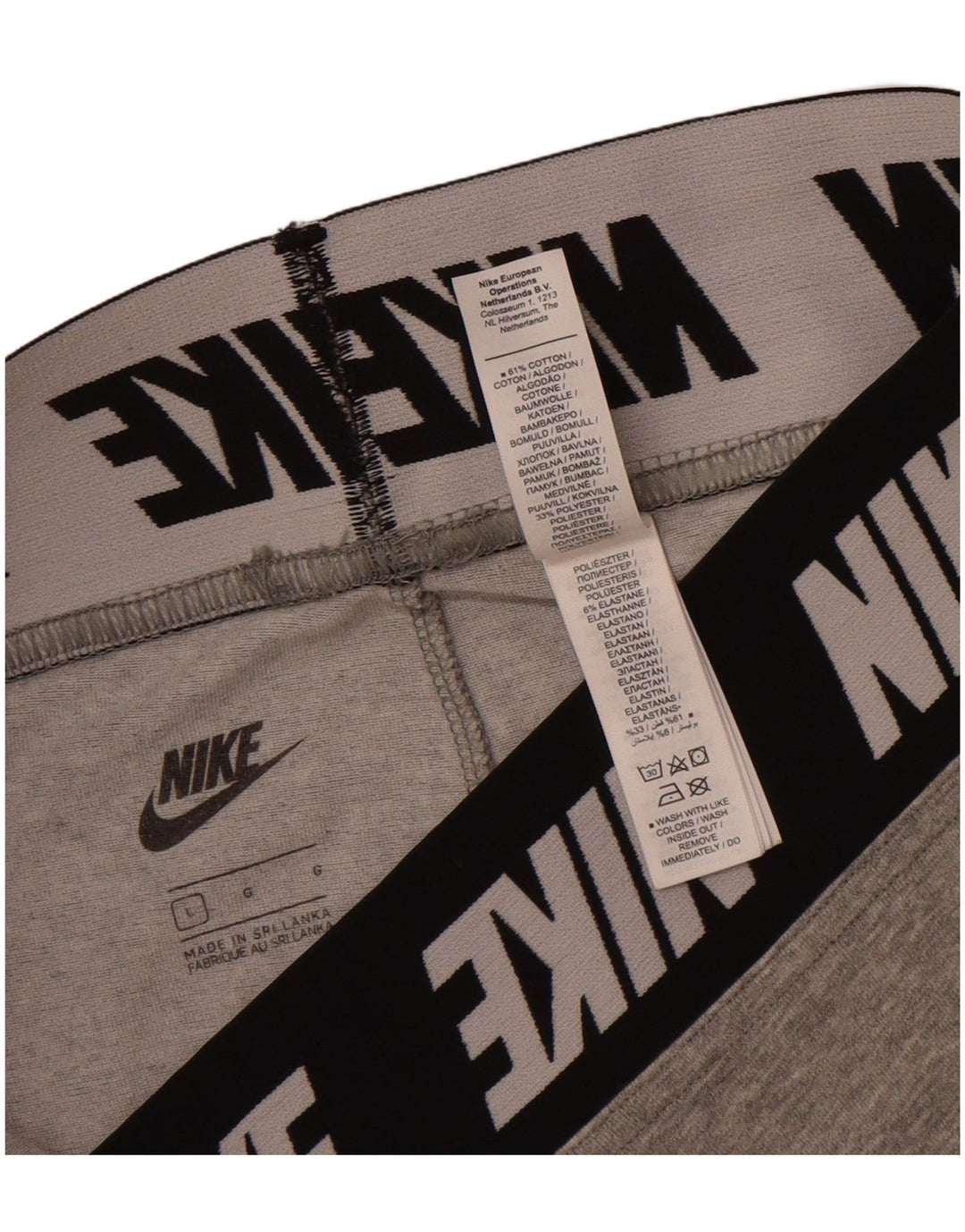 NIKE Womens Graphic Leggings UK 16 Large  Grey Cotton