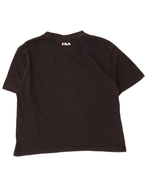 Fila ženska majica kratkih rukava s kratkim crtama UK 6 XS, crni pamuk