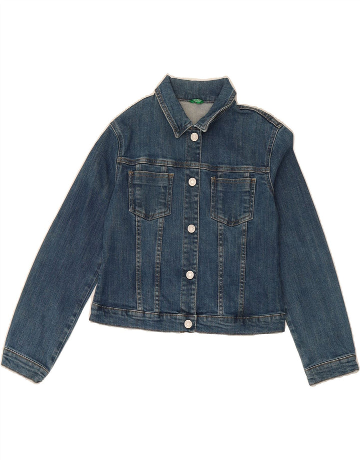 BENETTON Womens Crop Denim Jacket UK 10 Small Blue Vintage Benetton and Second-Hand Benetton from Messina Hembry 