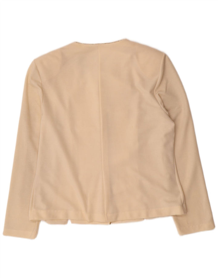 Vintage ženska jakna sa 5 gumba UK 16 Veliki prljavo bijeli poliester