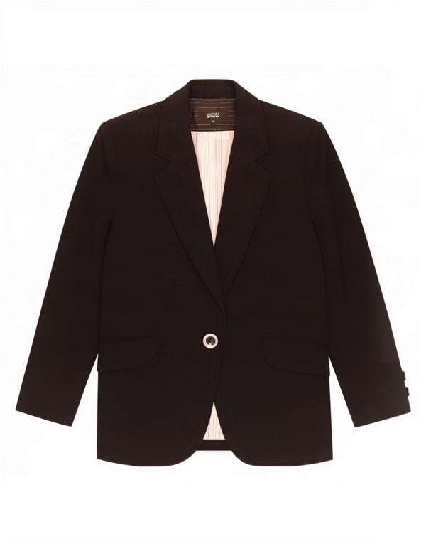 Marks & Spencer Womens 1 Button Blazer Jacket UK 12 Medium Black Polyester