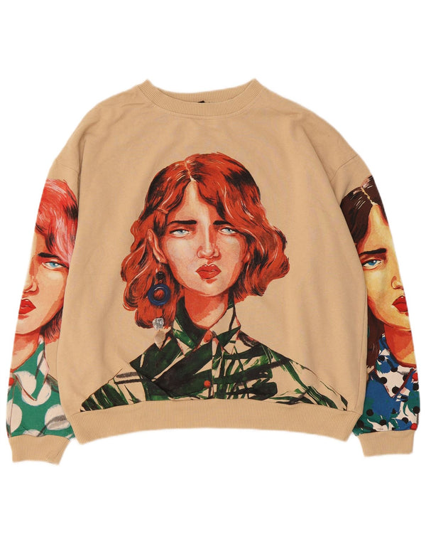 ZARA ženski džemperi s prekomjernim crtežima UK 14 Srednje bež