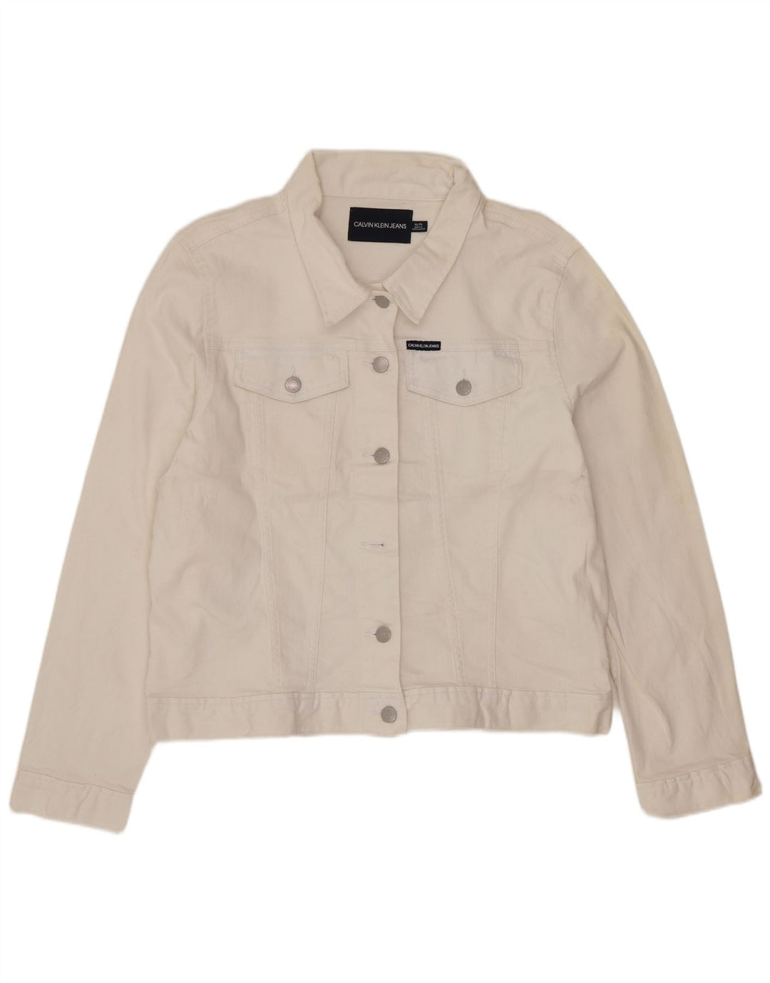 Calvin Klein Jeans Ženska traper jakna UK 18 XL Bijeli pamuk