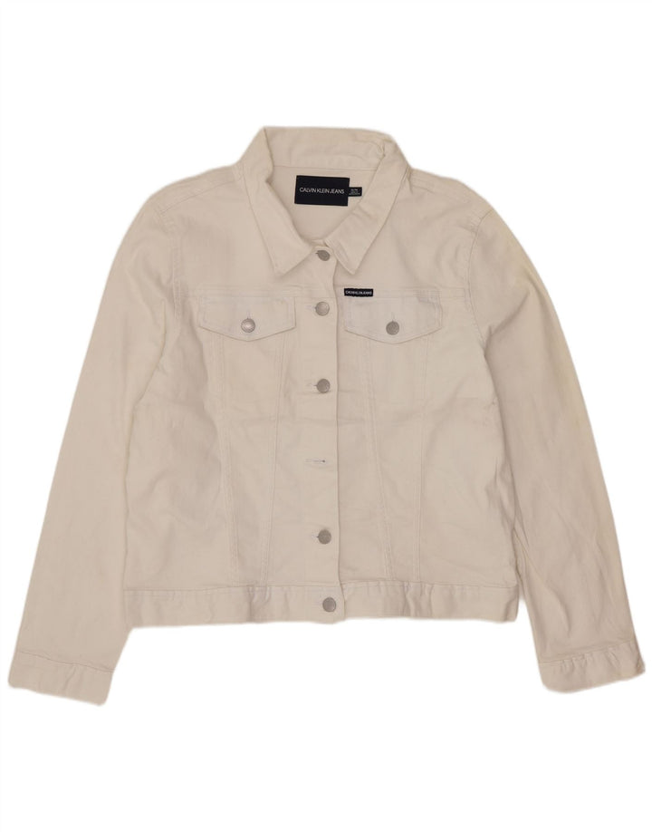 Calvin Klein Jeans Ženska traper jakna UK 18 XL Bijeli pamuk