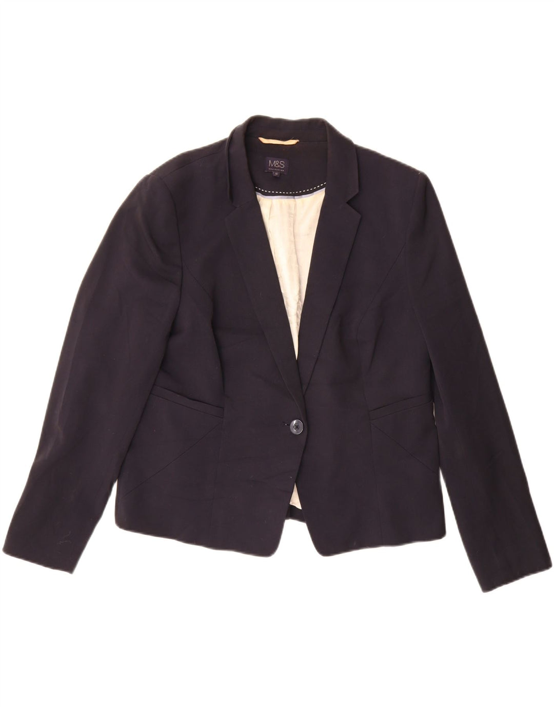 Marks & Spencer ženska jakna sako s 1 gumbom UK 18 XL tamnoplavi poliester