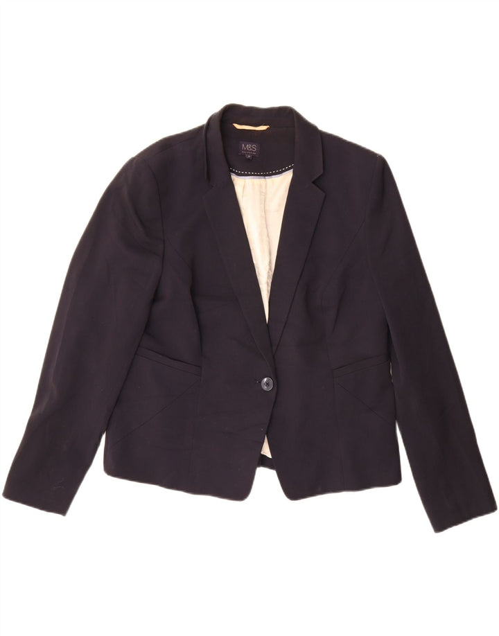 Marks & Spencer ženska jakna sako s 1 gumbom UK 18 XL tamnoplavi poliester